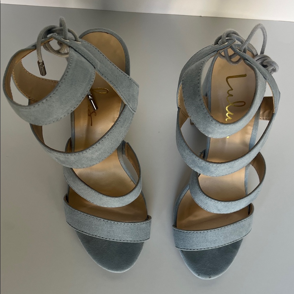 Lulu's Light Blue Strappy Block Heels - Picture 8 of 11